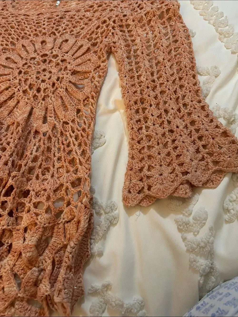 Tempo Paris Crochet Lace Tunic - Rose and metallic silver medium